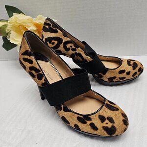 Womens Gianni Bini Leaopard Cheetah Print Calf Brown Hair High Heel Shoes 8.5